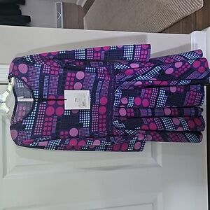 NWT deux pa deux purple pink blue abstract sweater dress size 7